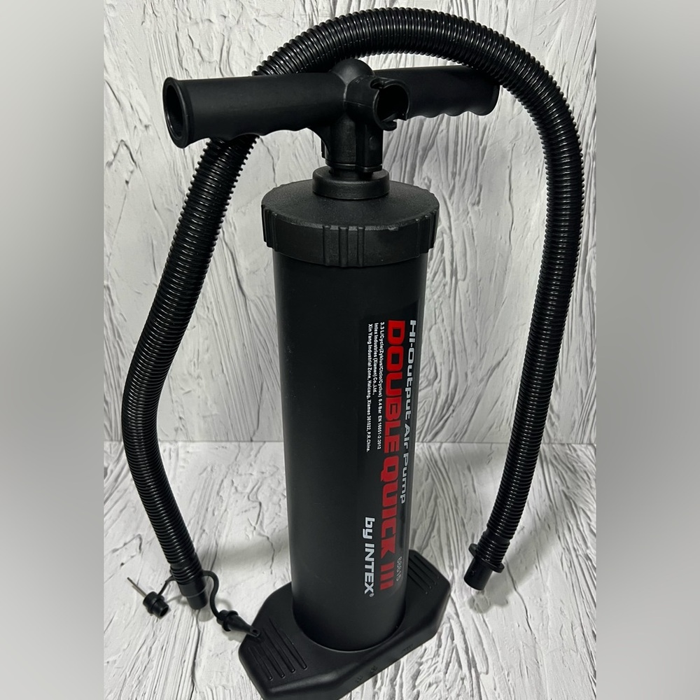 Black Intex Double Quick III S Hi-Output Air Pump Hand Pump w/Hose Pre Owned